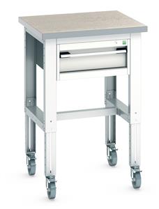 Mobile Moveable Production Line  Component Workstands Bott 1 Drawer Lino Top Workstand 750x750x840-1140mm H